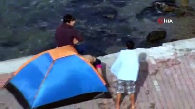 gunesli hava -  Kış ortasında denize girdiler Videosu