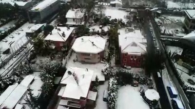 DRONE - Kar yağışı etkisini sürdürüyor - Anadolu Yakası - İSTANBUL 
