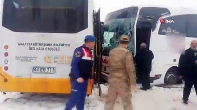 yolcu otobusu -  Malatya’da iki otobüs çarpıştı: 18 yaralı  Videosu