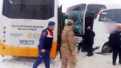 yolcu otobusu -  Malatya’da iki otobüs çarpıştı: 18 yaralı  Videosu
