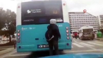  Patenli gencin tehlikeli yolculuğu kamerada 