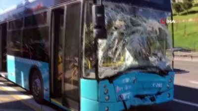 emniyet seridi -  TEM Otoyolu FSM Köprüsü girişinde kaza Videosu