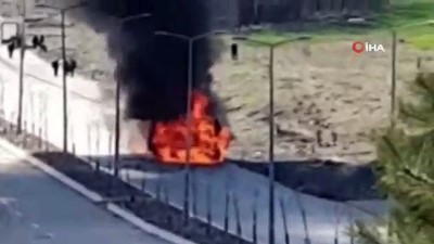  Yolcular son anda kurtuldu... Başkent'te yolcu otobüsü alev alev yandı 