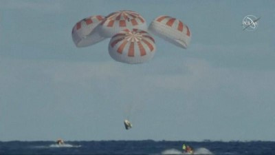 uzay yolculugu - SpaceX'in insanlı uzay yolculuğu için denenen kapsulü Florida kıyılarına indi Videosu