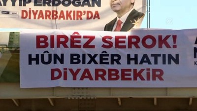Cumhurbaşkanı Erdoğan'a Kürtçe pankartlı karşılama - DİYARBAKIR