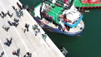  5 ton uyuşturucunun ele geçirildiği tekne havadan görüntülendi 
