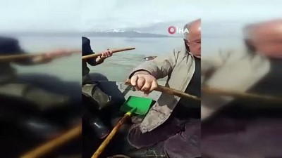 Van'da göle kaçan ineği balıkçılar kurtardı 