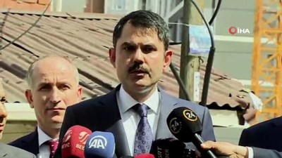  Çevre ve Şehircilik Bakanı Murat Kurum, Kağıthane'de çöken binanın bulunduğu alanda incelemelerde bulundu 