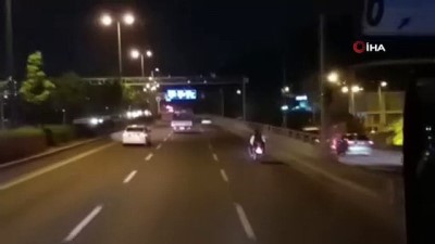  Ankara'da motosiklet üzerinde korkutan yayın