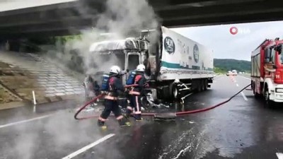 yakit deposu -  TEM’de motor kısmından alev alan tır yandı Videosu