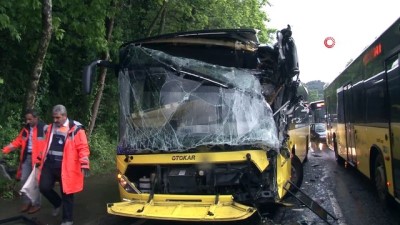 trafik yogunlugu -  Sarıyer’de İETT Otobüsü, öndeki otobüse çarptı; 2 yaralı  Videosu
