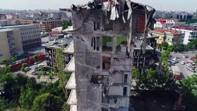  Bahçelievler' de yıkılan 11 katlı binanın enkazı havadan görüntülendi