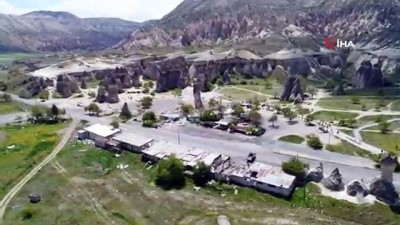  Kapadokya’da 67 kaçak yapı yıkıldı...Yıkımların tamamlandığı bölge havadan görüntülendi 