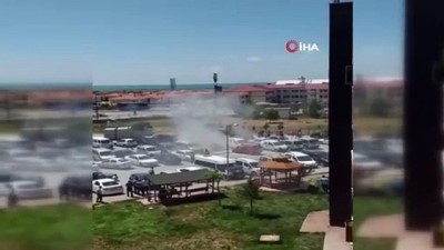 tahkikat -  Hastane otoparkında araç yangını  Videosu
