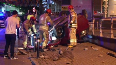 ticari arac -  Beşiktaş’ta ticari aracın çarptığı otomobil takla attı; 2 yaralı  Videosu