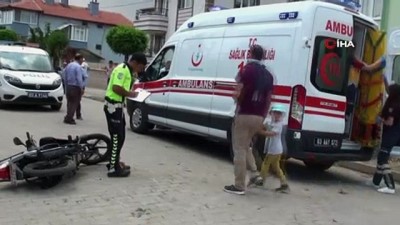 elektrikli bisiklet -  Otomobil elektrikli bisiklet ve motosikletle çarpıştı: 2 yaralı Videosu