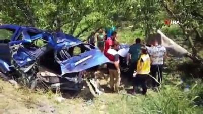 yasli kadin -  Önündeki araca çarpan sürücü armut bahçesine uçtu  Videosu