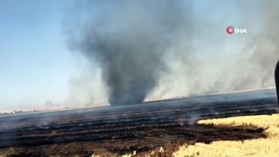 aniz yangini -  Mardin’de anız yangını...Yangın sonrası rüzgarın etkisiyle hortum oluştu  Videosu
