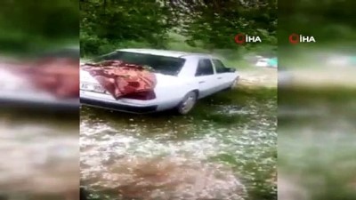 kapali alan -  Şiddetli sağanak ve dolu yağışı sonrası yollar göle döndü  Videosu