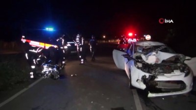 asker ugurlamasi -  Otomobille motosiklet çarpıştı: 1 ölü  Videosu