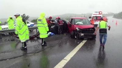 siddetli yagis -  TEM otoyolu’nda şiddetli yağış kazayı da beraberinde getirdi; 3 yaralı  Videosu