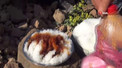 doga fotografcisi -  Kavurucu yaz sıcağında ‘Karlı Pekmez’ yiyerek serinliyorlar  Videosu