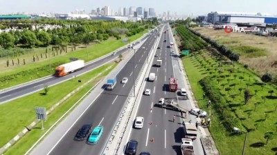 yolcu otobusu -  TEM Otoyolu'nu kilitleyen kaza havadan görüntülendi Videosu