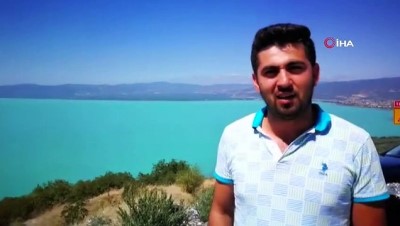  İznik Gölü turkuaz rengiyle görenleri kendine hayran bıraktı