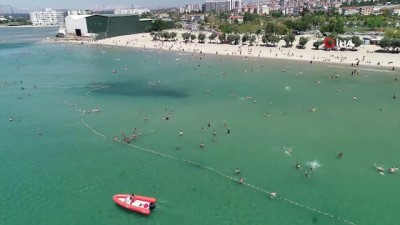 yuzme -  Bayramda İstanbullular Menekşe Plajı'na akın etti...Yoğunluk havadan görüntülendi  Videosu