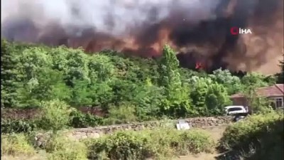  Fabrikalara sıçrayan orman yangınına havadan ve karadan müdahale sürüyor