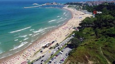 yuzme -  Şile Plajı’ndaki bayram yoğunluğu havadan görüntülendi  Videosu