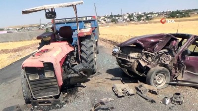  Traktör ile otomobil çarpıştı: 9 yaralı 