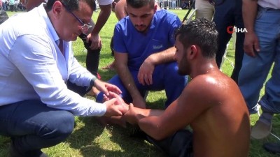  Parmağı çıkan güreşçiye ilk müdahaleyi Milletvekili Dr. Mehmet Göker yaptı 
