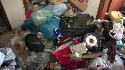  Ataşehir’de karı kocanın yaşadığı evden tonlarca çöp çıktı 