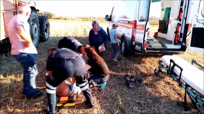 Traktörden düşen çiftçi ağır yaralandı 