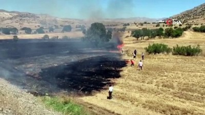 aniz yangini -  İliç’te korkutan anız yangını  Videosu