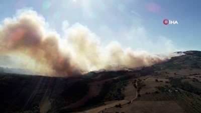  Bursa'da orman yangını havadan görüntülendi