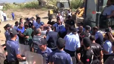 zabita -  Samandağ'da kaçak yapıların yıkımında arbede Videosu