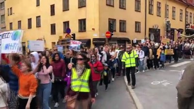 haziran ayi - İngiltere ve İsveç'te iklim değişikliği protestosu - STOCKHOLM Videosu