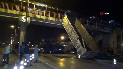  Damperi üst geçide takılan kamyon, takla attı: 2 yaralı 