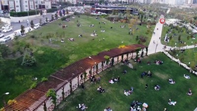  Beylikdüzü'nde deprem sonrası vatandaşların akın ettiği Yaşam Vadisi havadan görüntülendi