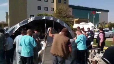 ambulans helikopter -  Silivri Devlet Hastanesi'nin bahçesine çadır kuruldu  Videosu