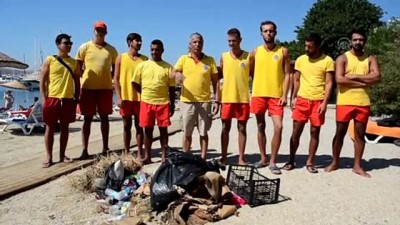 ambalaj atiklari - Bodrum'da cankurtaranlar kıyı temizliği yaptı - MUĞLA Videosu