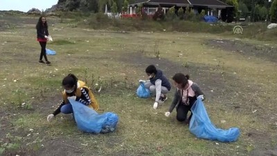 Ortaokul öğrencileri sahilde temizlik yaptı - ZONGULDAK 