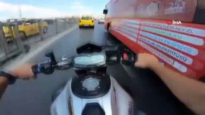  İstanbul’da motosikletli ithal magandanın tek teker terörü kamerada 