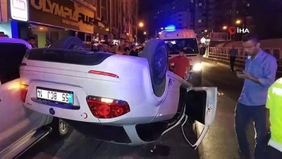  Samsun'da otomobil takla atarak park halindeki araçlara çarptı: 3 yaralı