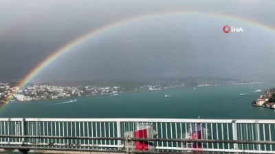  Boğaz'da oluşan gökkuşağı hayran bıraktı 