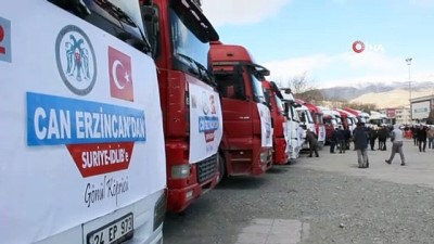  Erzincan’dan İdlib’e 20 tır yardım malzemesi gönderildi