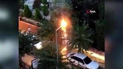 sokak lambasi -  Edremit'te sokak lambasının alev alev yanması böyle görüntülendi Videosu