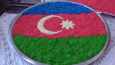 kadayif -  Azerbaycan ve Türk Bayrağı temalı kadayıf yaparak kampanya başlattı Videosu